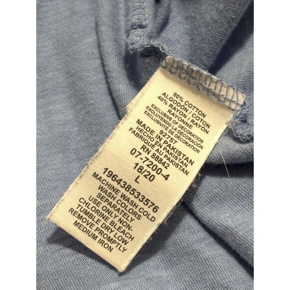 Woman Within Blue Embroidered Tunic Top 16/18 | Cottagecore Boho Artsy Floral - Picture 3 of 9